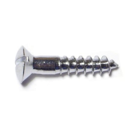 Midwest Fastener Wood Screw, #10, 1 in, Chrome Steel Oval Head Slotted Drive, 20 PK 61716